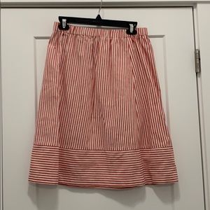 Red and White Striped Chambray Skirt